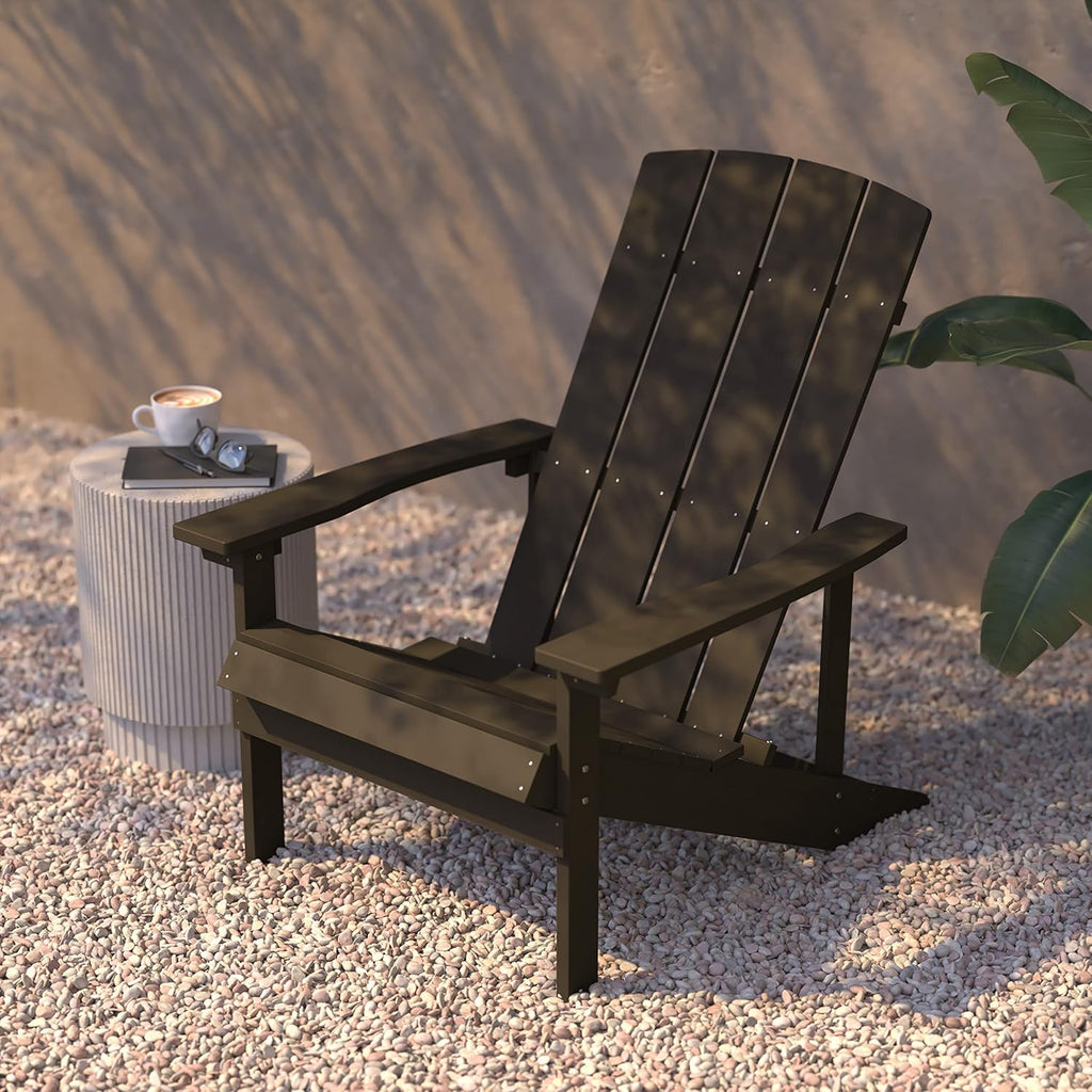 Flash Furniture Charlestown Commercial Grade Indoor/Outdoor Adirondack Chair, Weather Resistant Durable Poly Resin Deck and Patio Seating, Green