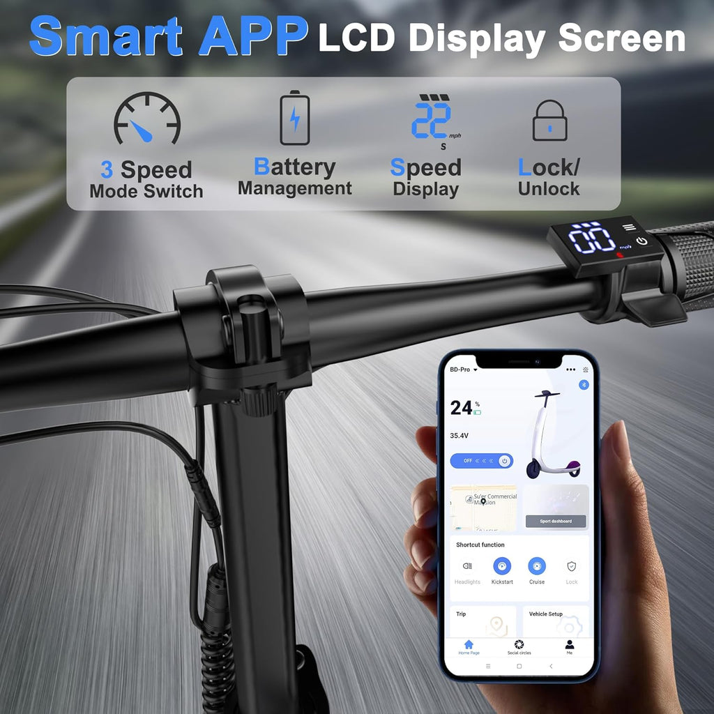 WERHY Electric Scooter, 350W/500W Motor, Top Speed 19/22 mph, Max 16/23/28Miles Ranges, Foldable E Scooter for Adults
