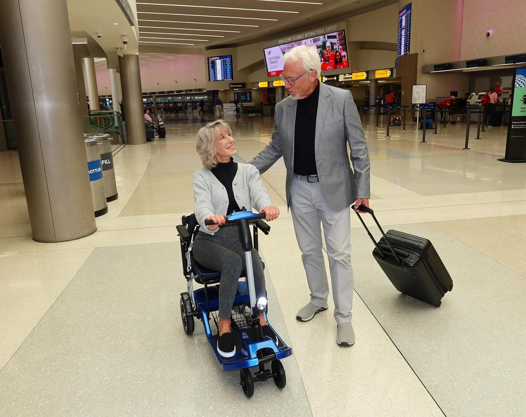 R3b-Mobility Scooters for Seniors Adults Ultra Lightweight Electric Powered Folding 4 Wheel Mobility Scooter with Headlight Cup Holder, Compact & Convenient for Travel Airline Approved, Blue