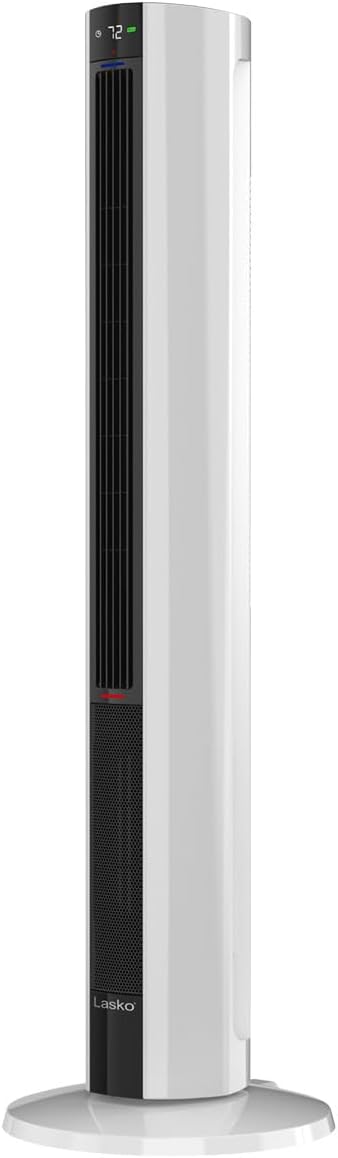 Lasko Oscillating All Season Tower Fan and Space Heater in One for Home with Adjustable Thermostat, Tip-Over Switch, 4 Fan Speeds, 3 Heat Settings and Remote Control, 42 Inches, 1500W, Gray, FH515