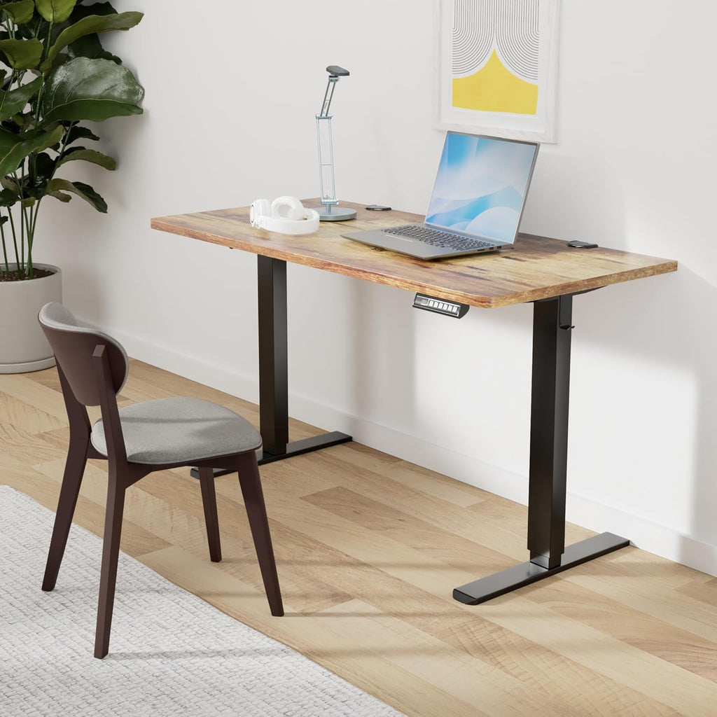 ErGear Height Adjustable Electric Standing Desk, 40 x 24 Inches Sit Stand up Desk, Memory Computer Home Office Desk (Light Vintage Brown)