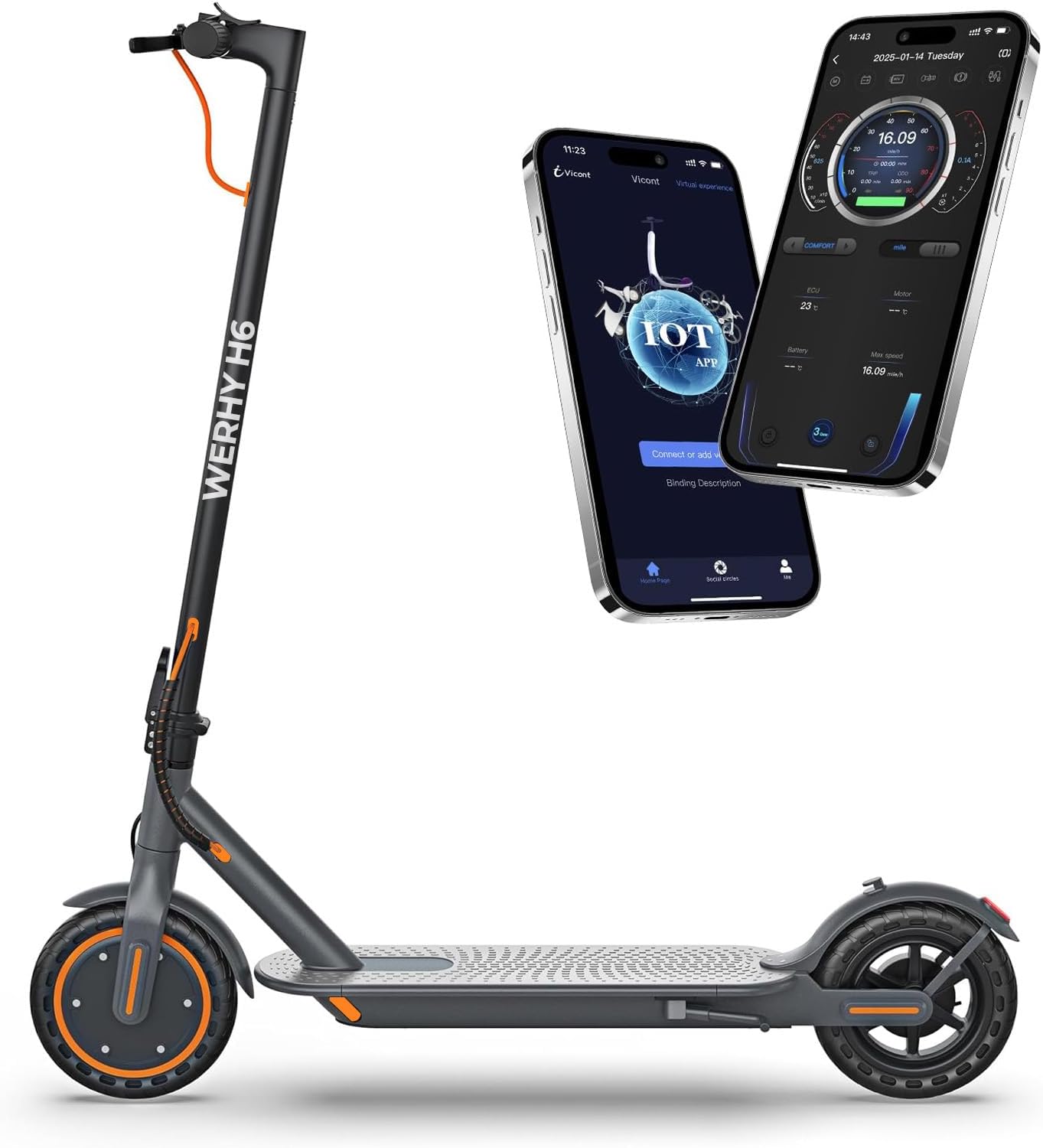 WERHY Electric Scooter, 350W/500W Motor, Top Speed 19/22 mph, Max 16/23/28Miles Ranges, Foldable E Scooter for Adults