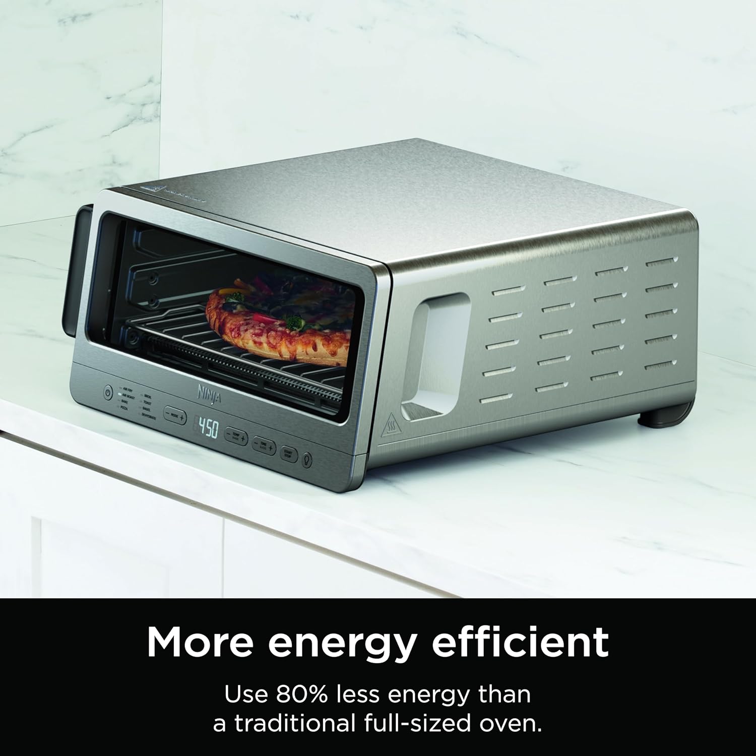 Ninja SP101 Digital Air Fry Countertop Oven with 8-in-1 Functionality, Flip Up & Away Capability for Storage Space, with Air Fry Basket, Wire Rack & Crumb Tray, Silver