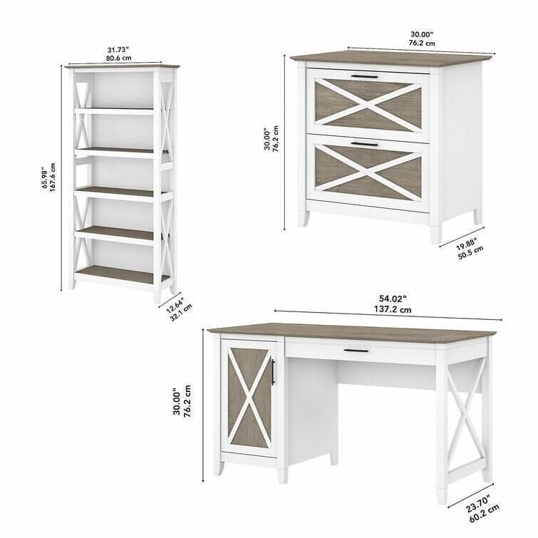 Veda 3 Piece Rectangular Computer Desk Office Set
