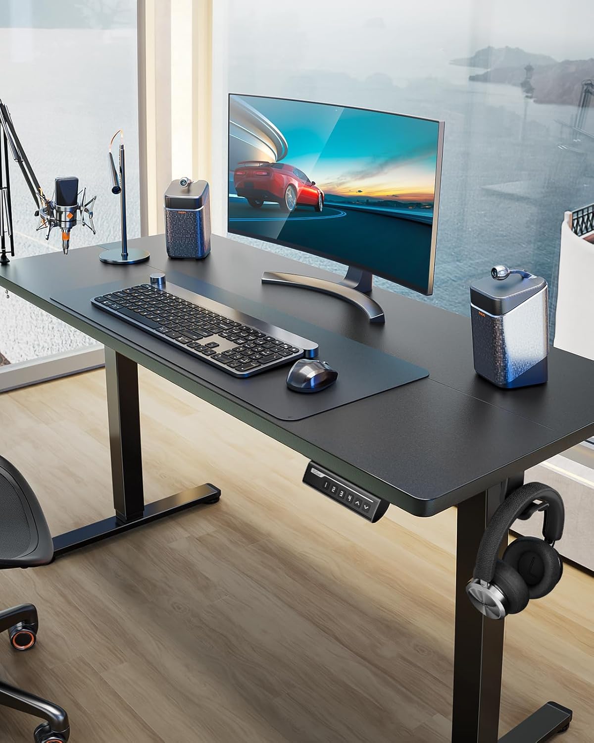 ErGear Height Adjustable Electric Standing Desk, 40 x 24 Inches Sit Stand up Desk, Memory Computer Home Office Desk (Light Vintage Brown)