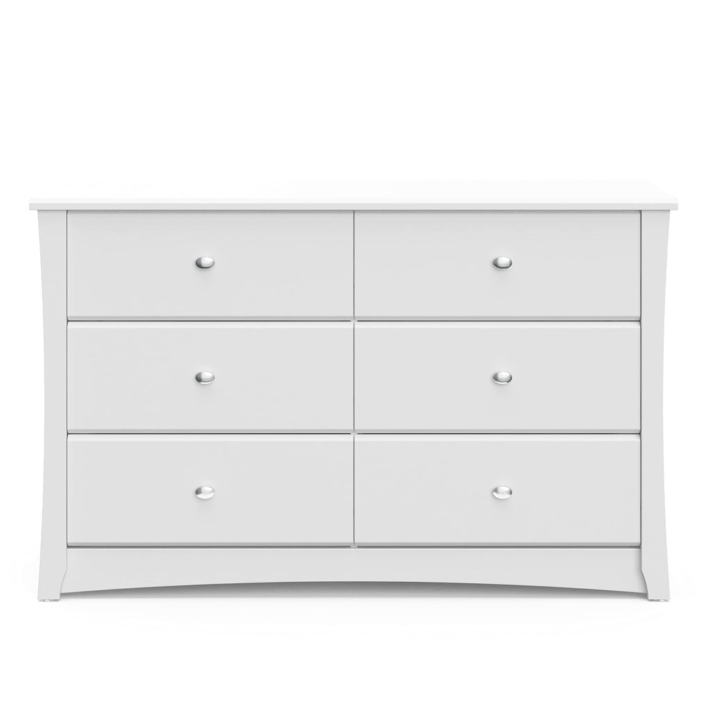 Storkcraft Crescent 6 Drawer Double Dresser (Pebble Gray) – GREENGUARD Gold Certified, For Nursery, Dresser, Kids Nursery Organizer, Chest of Drawers