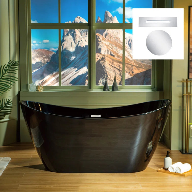 59" x 29" Freestanding Soaking Acrylic Bathtub