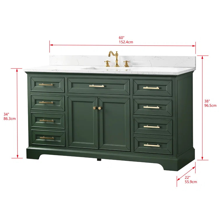 Annaline 60'' Single Bathroom Vanity with Engineered Stone Top