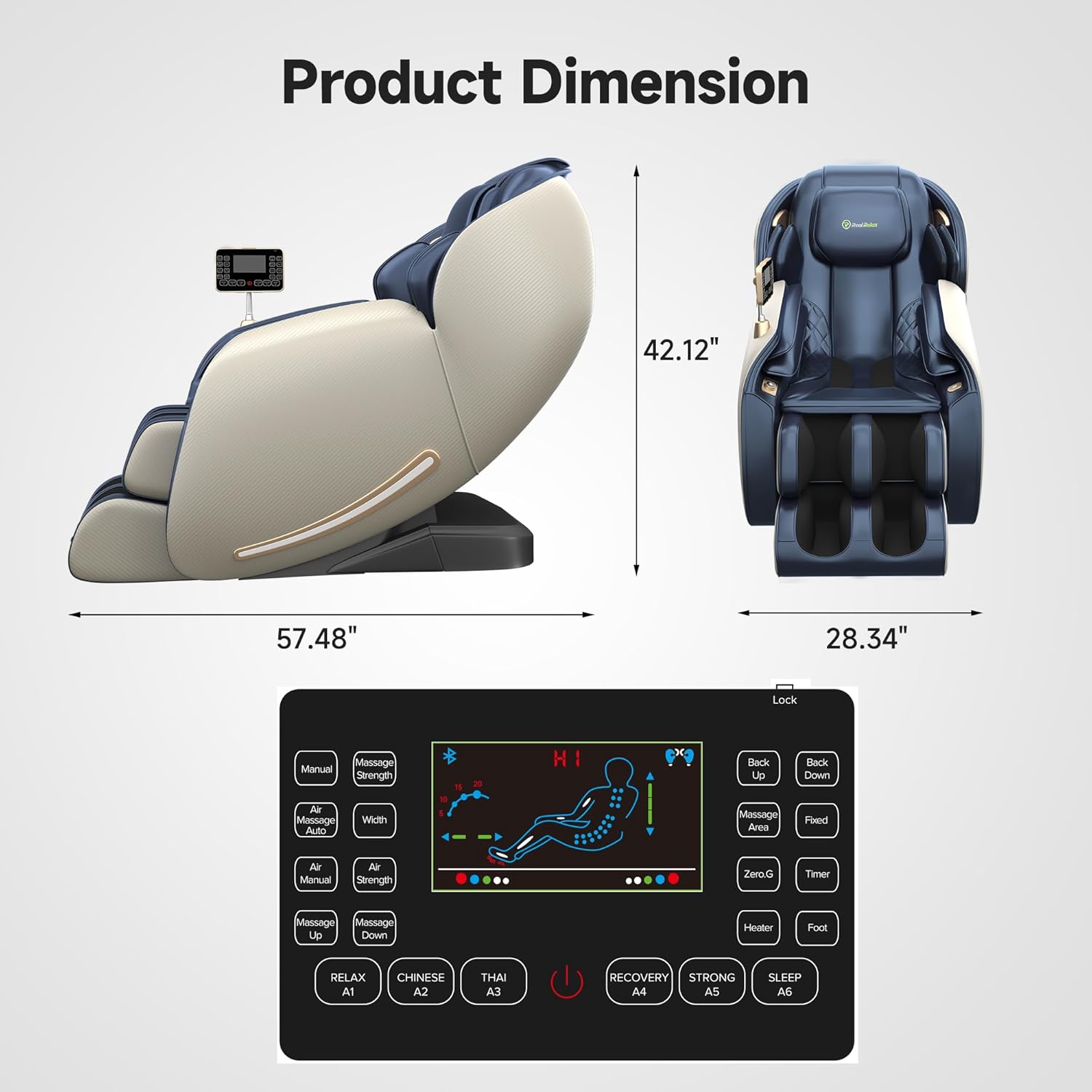 Real Relax 2025 Massage Chair Full Body, Zero Gravity SL-Track Shiatsu Massage Recliner with Heat, APP Control, Child Lock, Body Scan Bluetooth Foot Roller, Favor 06, All Black