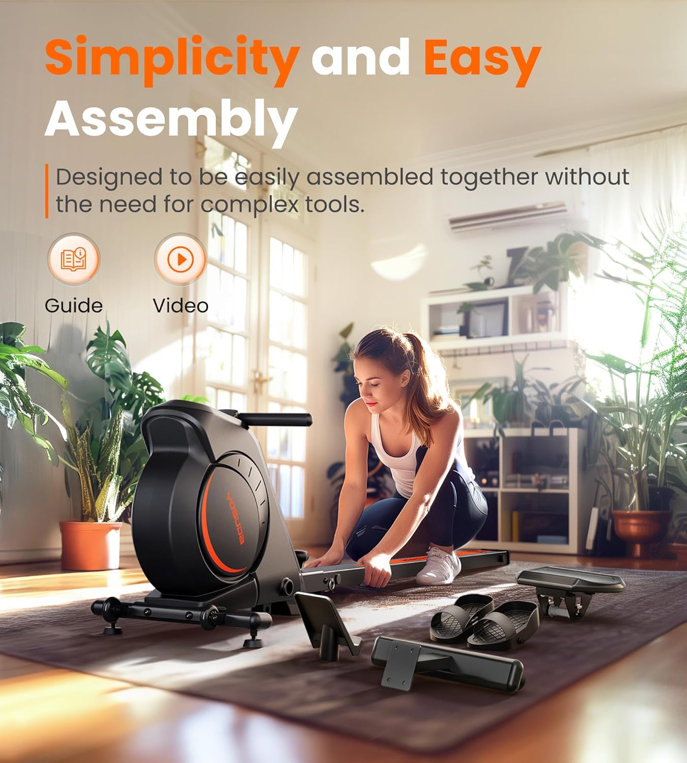 YOSUDA Magnetic/Water Rowing Machine 350 LB Weight Capacity - Foldable Rower for Home Use with Bluetooth, App Supported, Tablet Holder and Comfortable Seat Cushion
