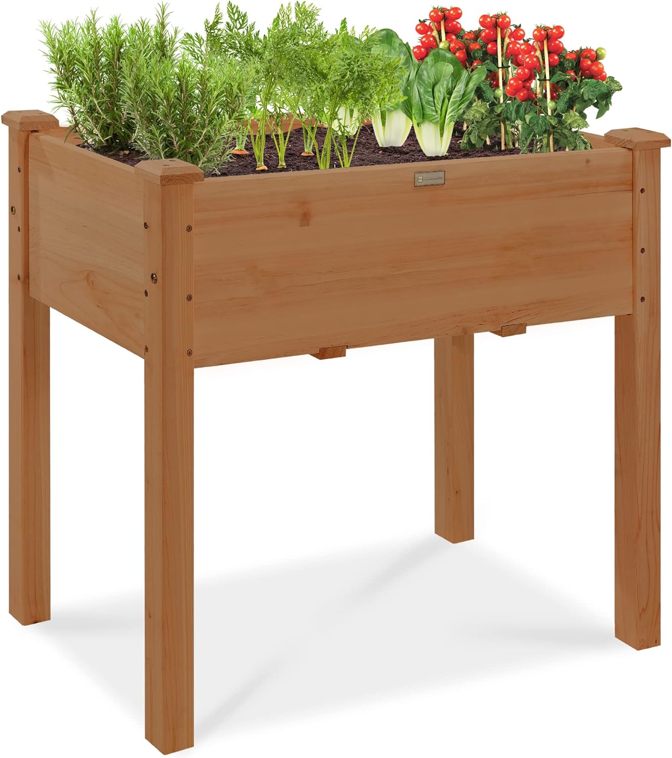 Best Choice Products 72x23x30in Raised Garden Bed, Elevated Wood Planter Box Stand for Backyard, Patio, Balcony w/Divider Panel, 6 Legs, 300lb Capacity - Natural