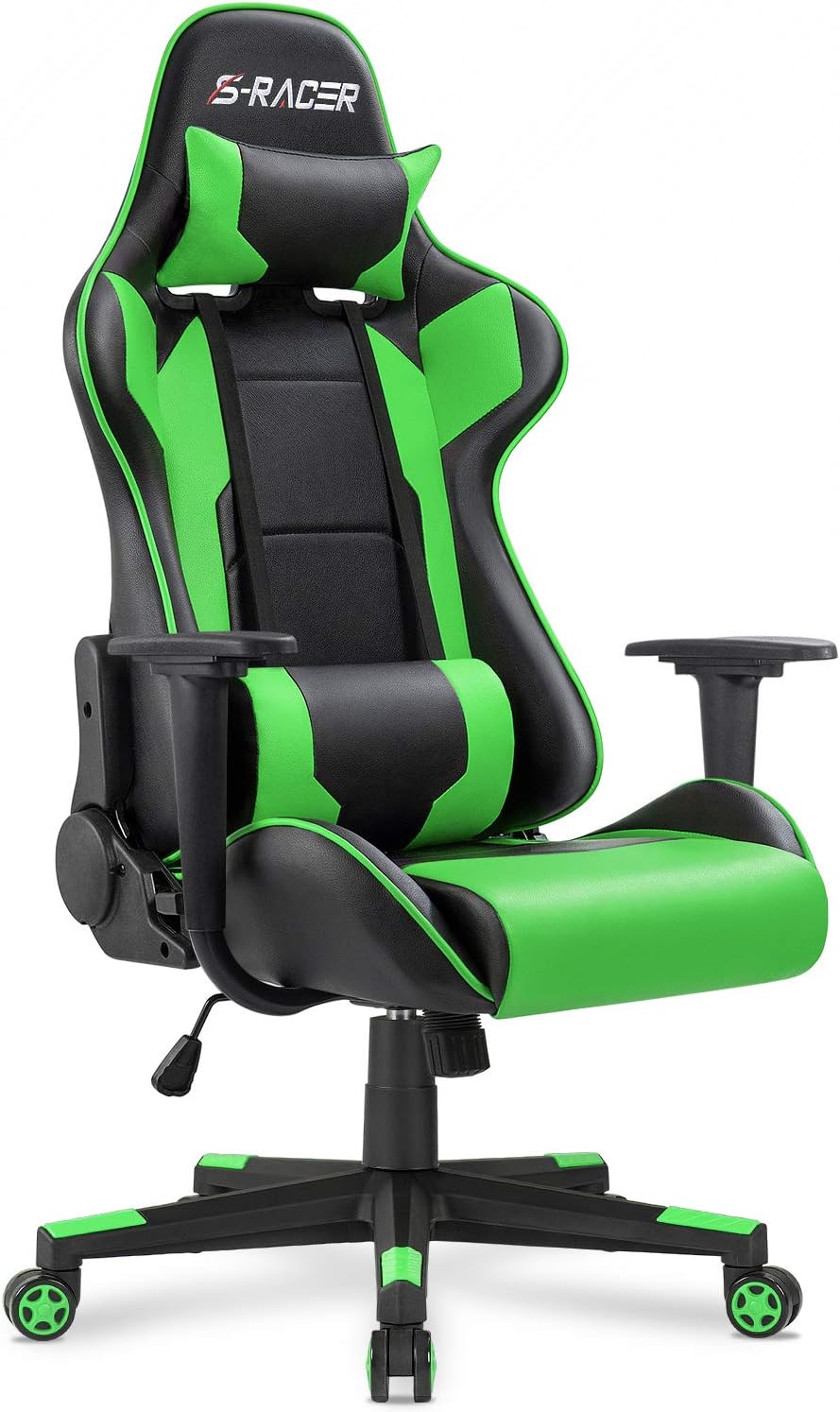 Homall Gaming Chair, Office Chair High Back Computer Chair Leather Desk Chair Racing Executive Ergonomic Adjustable Swivel Task Chair with Headrest and Lumbar Support (Dark Black)