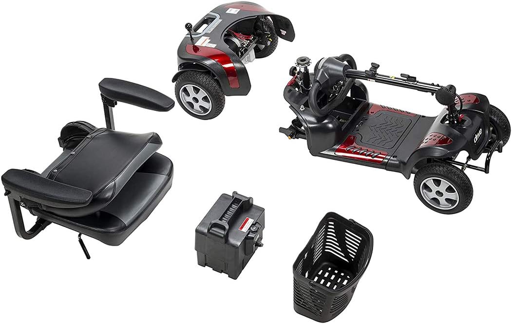 Drive Medical Phoenix LT 4 Wheel Mobility Scooter 350lb Weight Cap New Model, Red/Blue/Grey