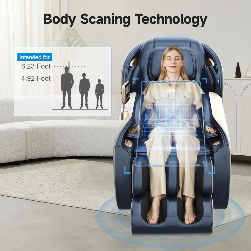 Real Relax 2025 Massage Chair Full Body, Zero Gravity SL-Track Shiatsu Massage Recliner with Heat, APP Control, Child Lock, Body Scan Bluetooth Foot Roller, Favor 06, All Black