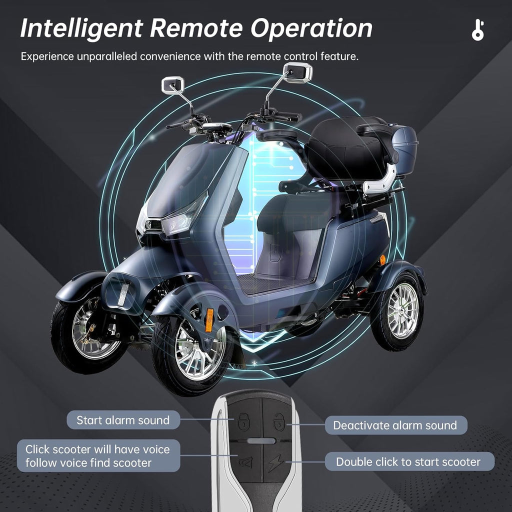 1000W 15 MPH Heavy Duty 4 Wheel Mobility Scooter 500lbs Loadweight, 3 Speed Control Mobility Scooters with 31 Mile Long Range Battery for Seniors & Adults Travel, 20° Max Climbing, Remote Key, Silver