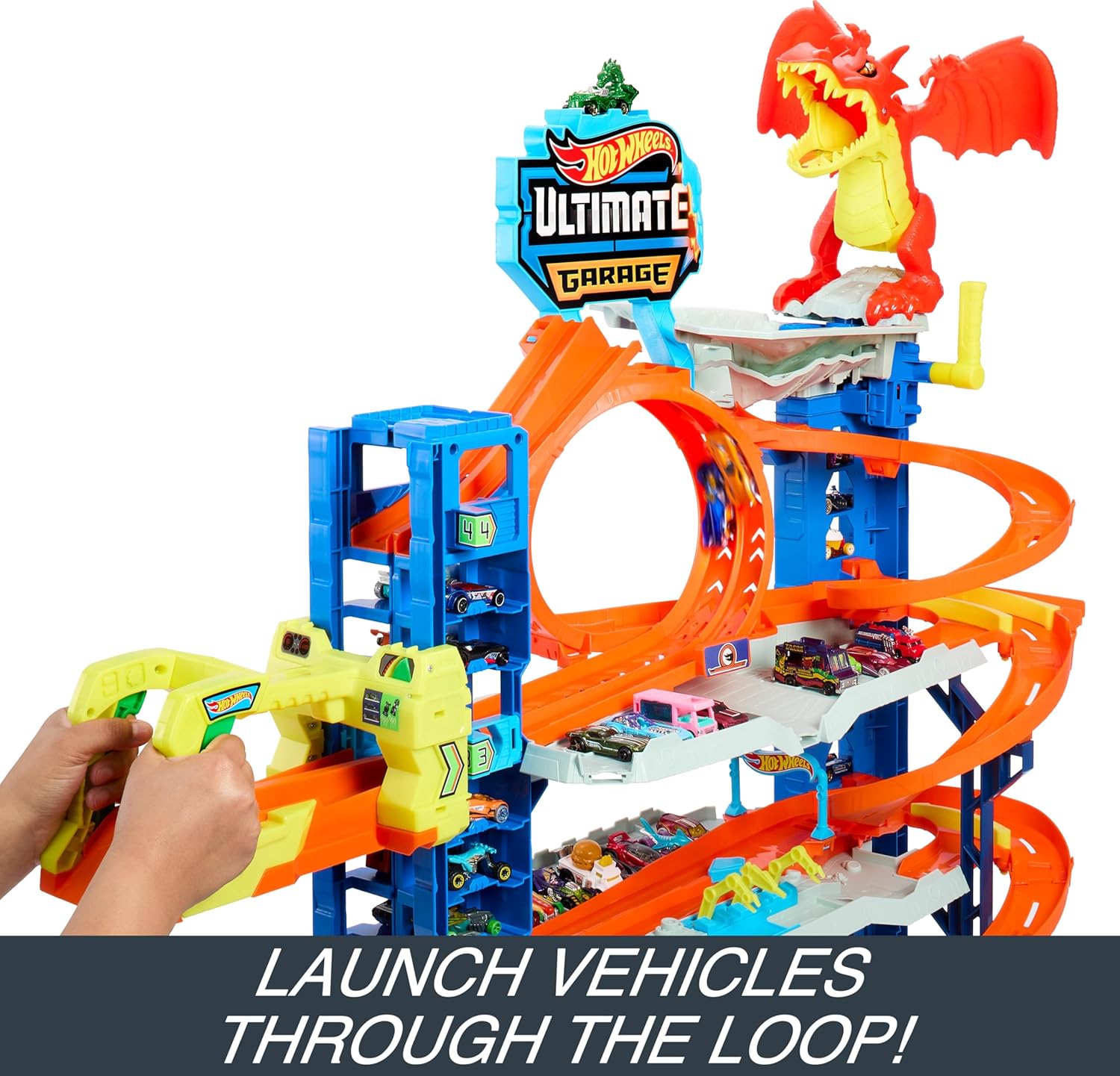 Hot Wheels City Ultimate Garage Playset with 2 Die-Cast Cars, Toy Storage for 50+ 1:64 Scale Cars, 4 Levels of Track Play + 50-Pack of 1:64 Scale Vehicles