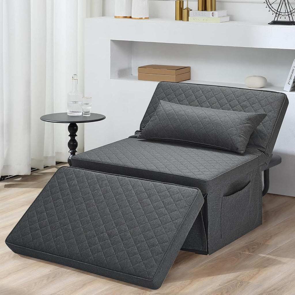 Sofa Bed, 4 in 1 Multi-Function Folding Ottoman Breathable Linen Couch Bed with Adjustable Backrest Modern Convertible Chair for Living Room Apartment Office