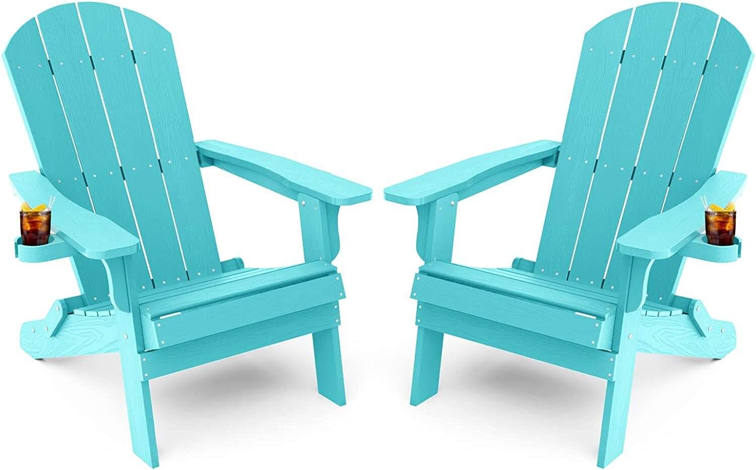 Weather Resistant Blue Recycled Plastic Outdoor Patio Chair (Set of 4)