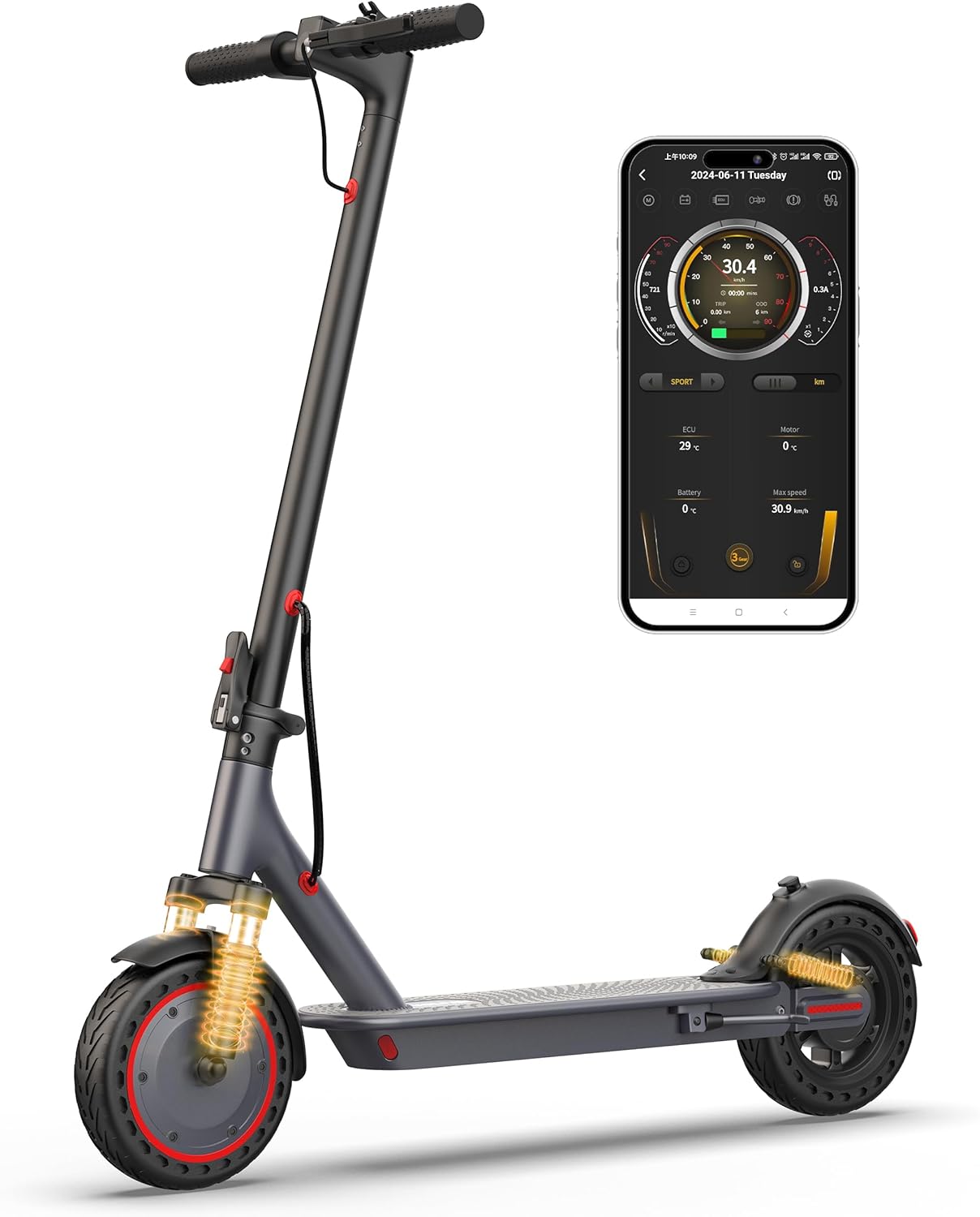 VOLPAM Electric Scooter with 8.5"/10" Solid Tire, 350W/500W Powerful Motor & 19/22 MPH Top Speed, 16/23 Miles Long Range, Folding E Scooter Choice