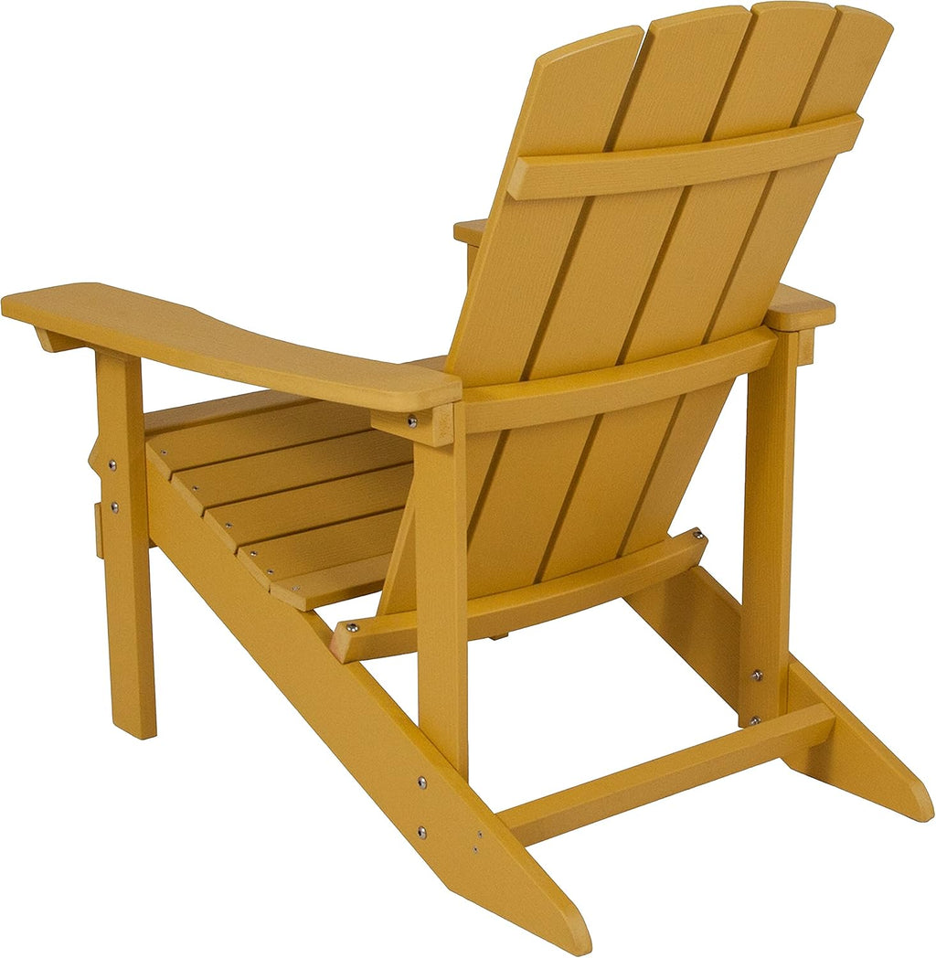 Flash Furniture Charlestown Commercial Grade Indoor/Outdoor Adirondack Chair, Weather Resistant Durable Poly Resin Deck and Patio Seating, Green