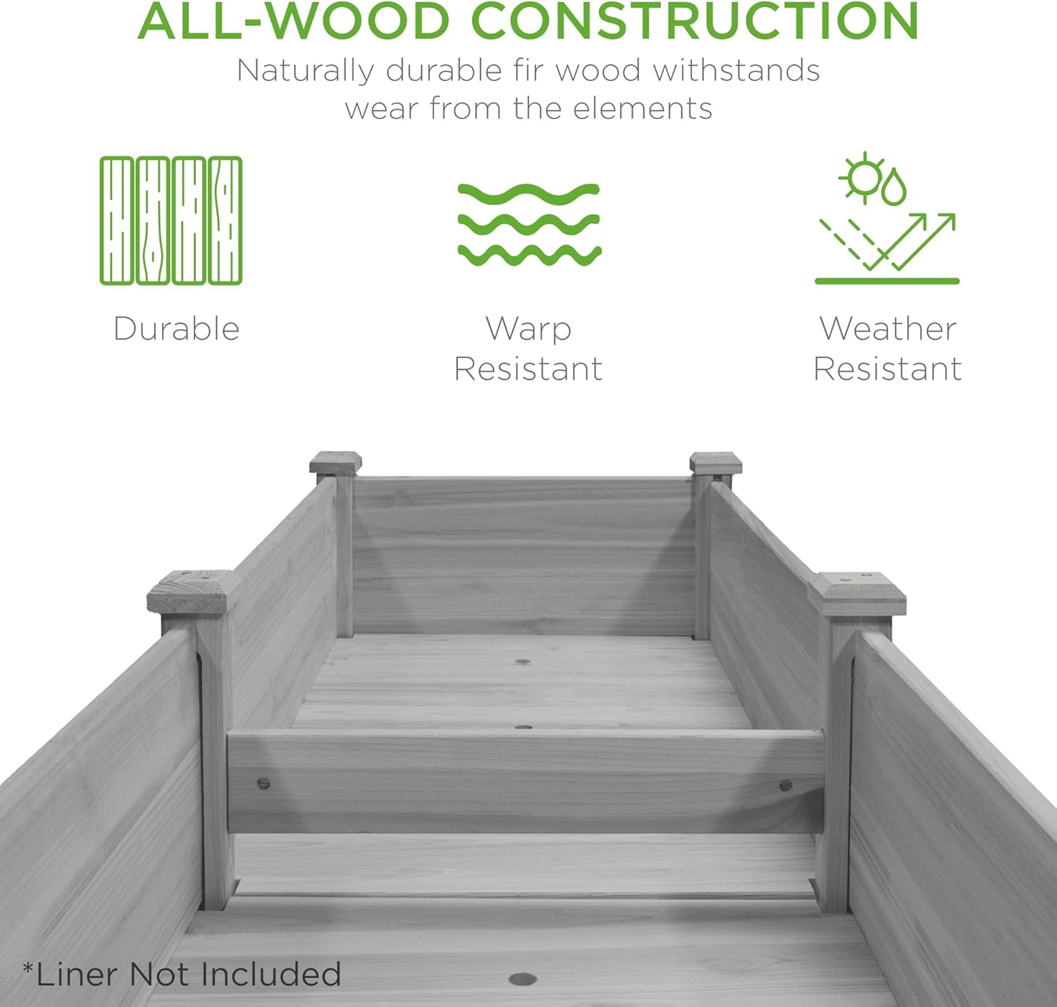 Best Choice Products 72x23x30in Raised Garden Bed, Elevated Wood Planter Box Stand for Backyard, Patio, Balcony w/Divider Panel, 6 Legs, 300lb Capacity - Natural