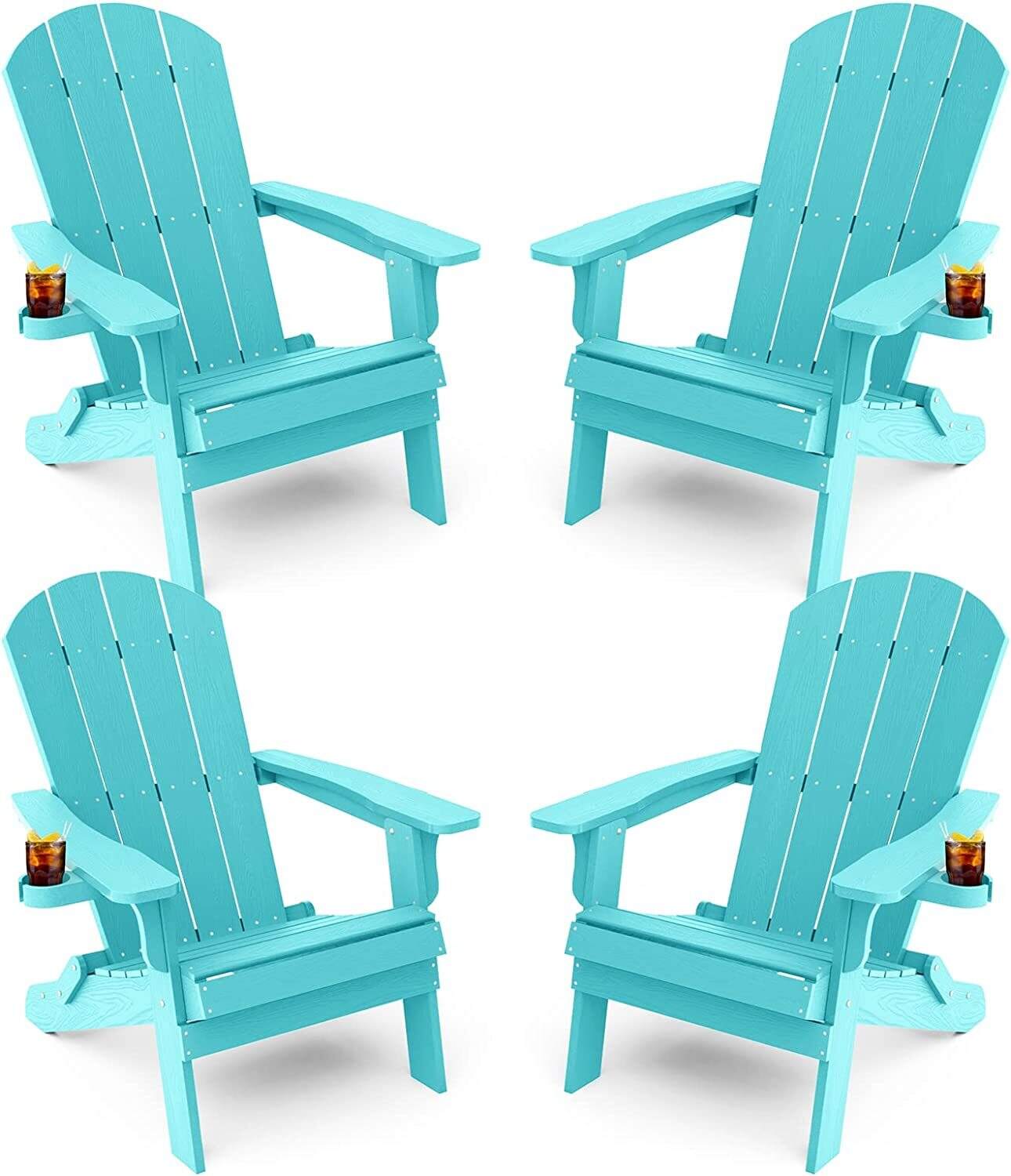Weather Resistant Blue Recycled Plastic Outdoor Patio Chair (Set of 4)