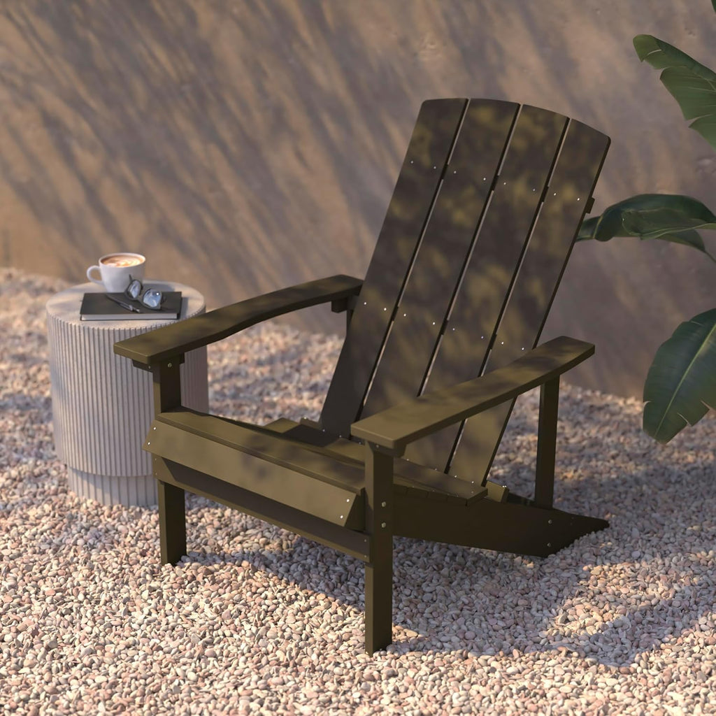 Flash Furniture Charlestown Commercial Grade Indoor/Outdoor Adirondack Chair, Weather Resistant Durable Poly Resin Deck and Patio Seating, Green