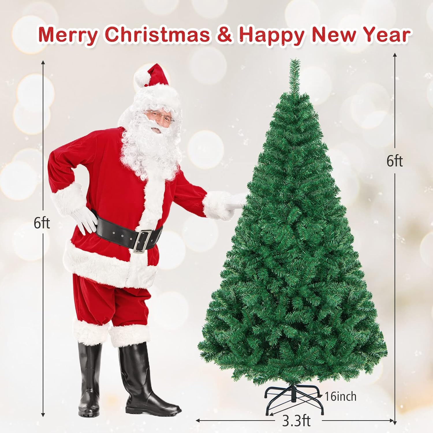 Goplus 7ft Artificial White Christmas Tree Xmas Pine Tree with Solid Metal Legs Perfect for Indoor and Outdoor Holiday Decoration