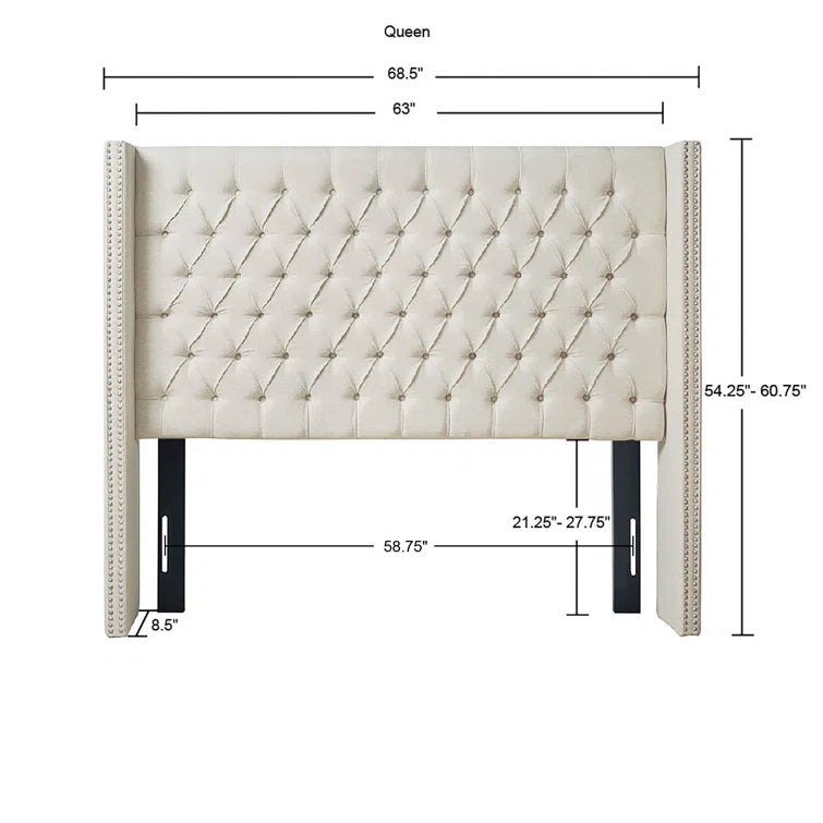Tickhill Upholstered Wingback Button Tufted Headboard