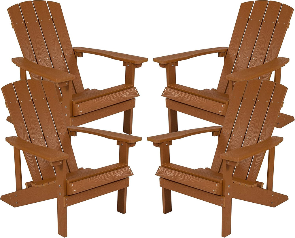 Flash Furniture Charlestown Commercial Grade Indoor/Outdoor Adirondack Chair, Weather Resistant Durable Poly Resin Deck and Patio Seating, Green