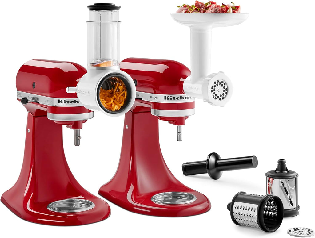 KitchenAid Classic Series 4.5 Quart Tilt-Head Stand Mixer K45SS, White & 5 Cup Food Chopper - KFC0516, Contour Silver