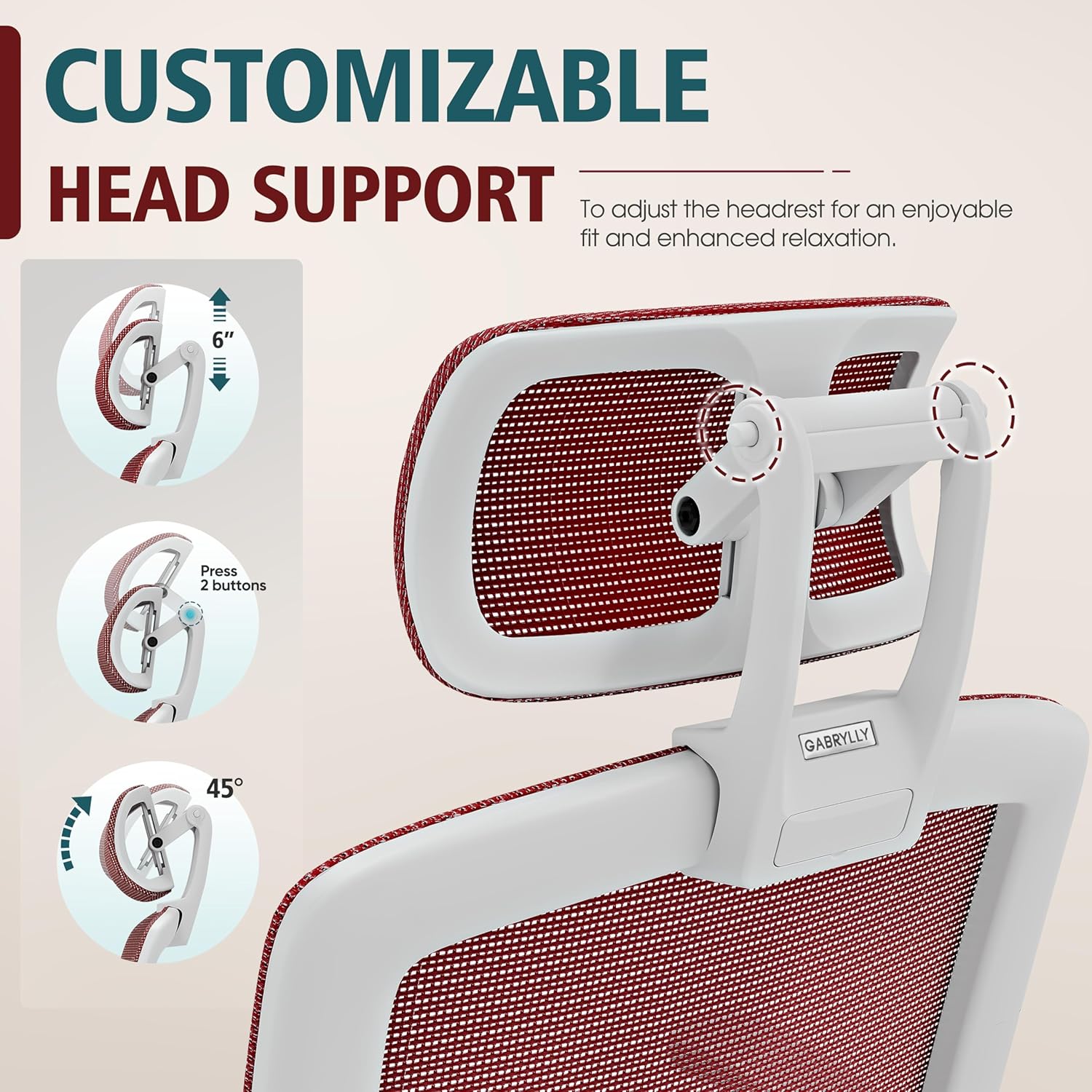 GABRYLLY Ergonomic Office Chair, High Back Home Desk Chair with Headrest, Flip-Up Arms, 90-120° Tilt Lock and Wide Cushion, Big and Tall Mesh Chairs for Man Woman, Grey Task Chair