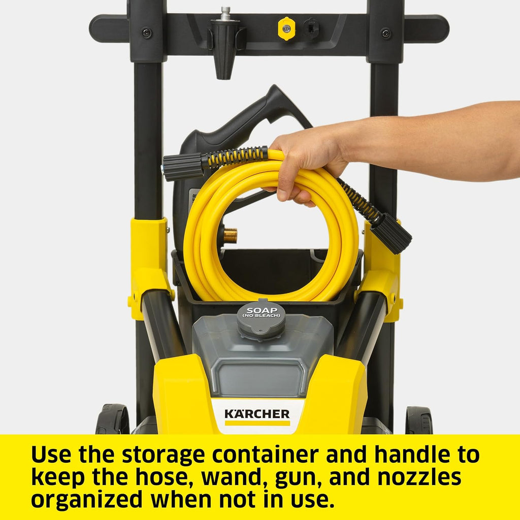 Electric Karcher Pressure Washer K1700, Max 2125 PSI, 3 Spray Nozzles, Detergent Tank, For Cars, Driveways, Siding, Patios, 1.46 max. GPM