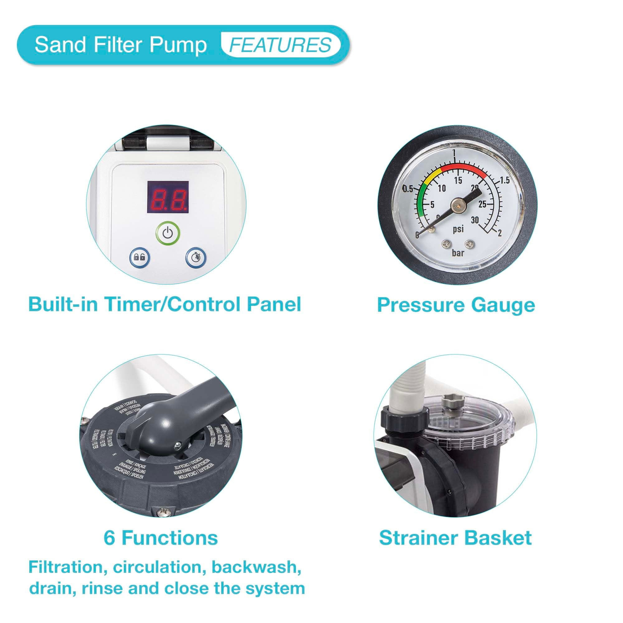 Intex SX2800 Krystal Clear Sand Filter Pump: 2800 GPH Pump Flow Rate – Improved Circulation and Filtration – Easy Installation – Improved Water Clarity – Easy-to-Clean