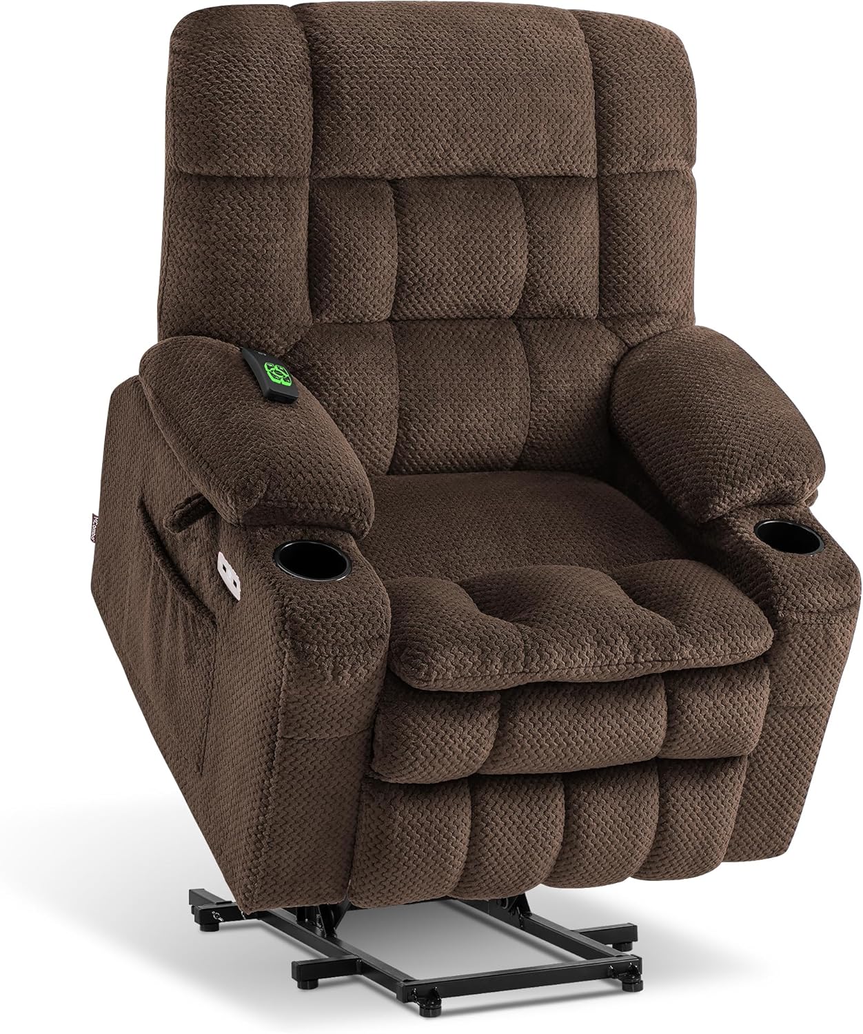 MCombo Dual Motor Power Lift Recliner Chair with Massage and Heat for Elderly People, Infinite Position, USB Ports, Cup Holders, Fabric 7890 (Medium, Yale Blue)
