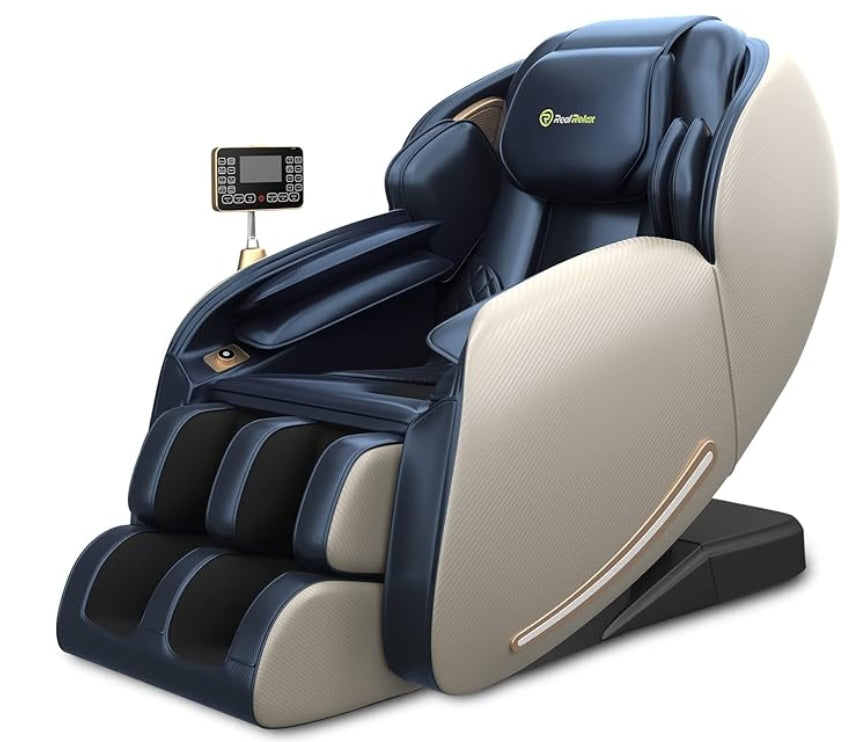 Real Relax 2025 Massage Chair Full Body, Zero Gravity SL-Track Shiatsu Massage Recliner with Heat, APP Control, Child Lock, Body Scan Bluetooth Foot Roller, Favor 06, All Black