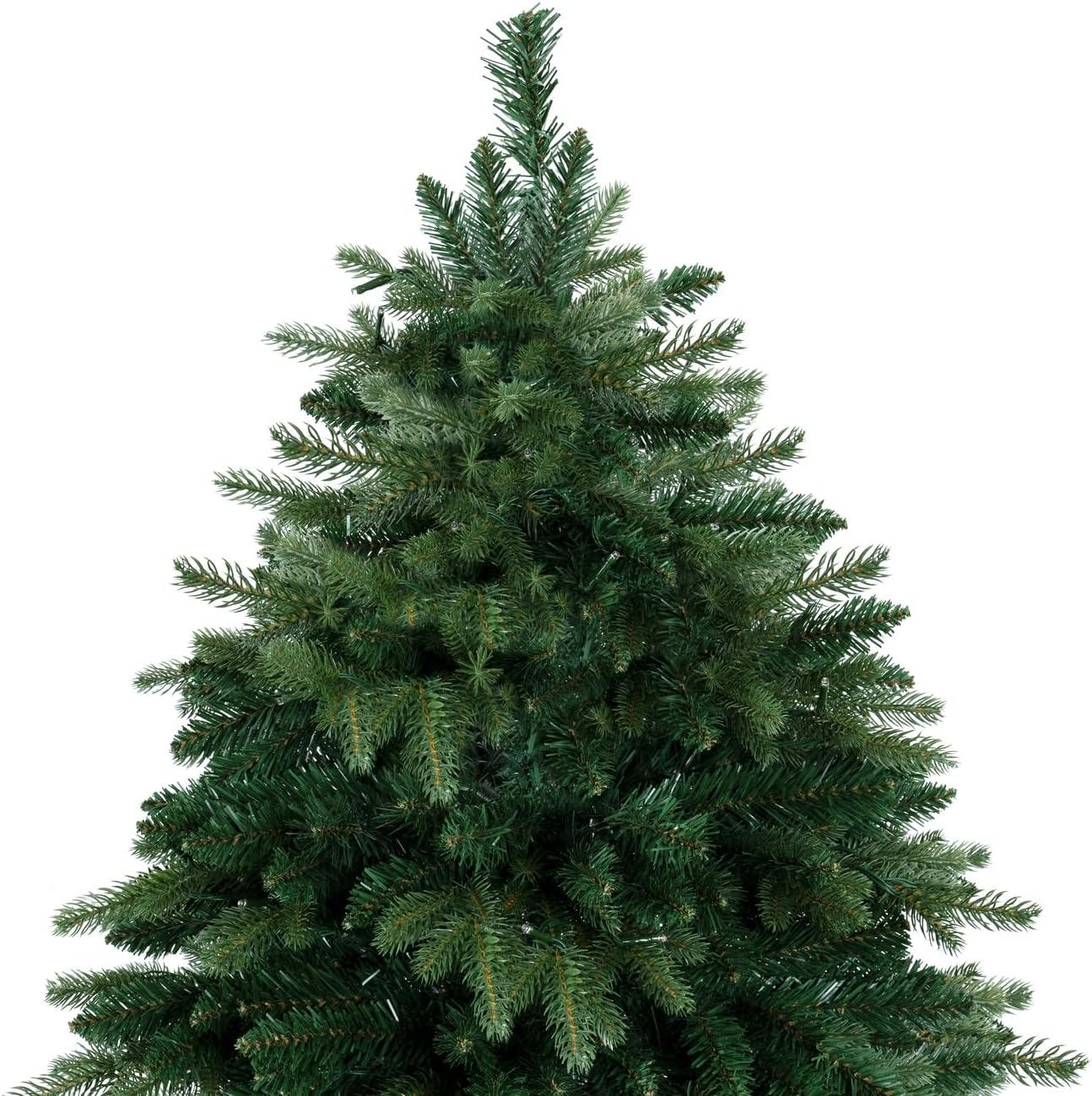 Naomi Home 6.5ft Rustic Christmas Tree with Lights, Realistic Classic Prelit with 2595 Branch Tips, 600 Warm Lights and Metal Stand, Aritificial Tree