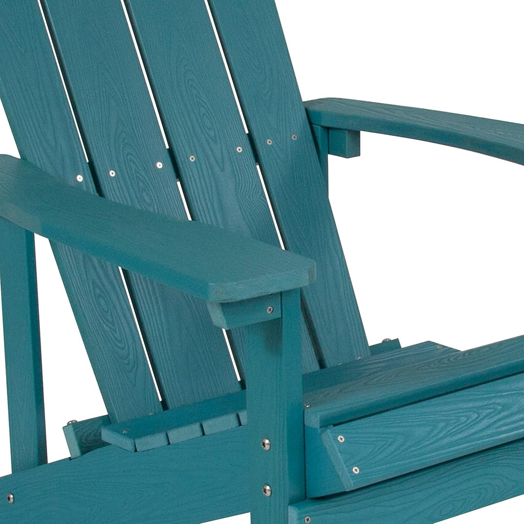 Flash Furniture Charlestown Commercial Grade Indoor/Outdoor Adirondack Chair, Weather Resistant Durable Poly Resin Deck and Patio Seating, Green