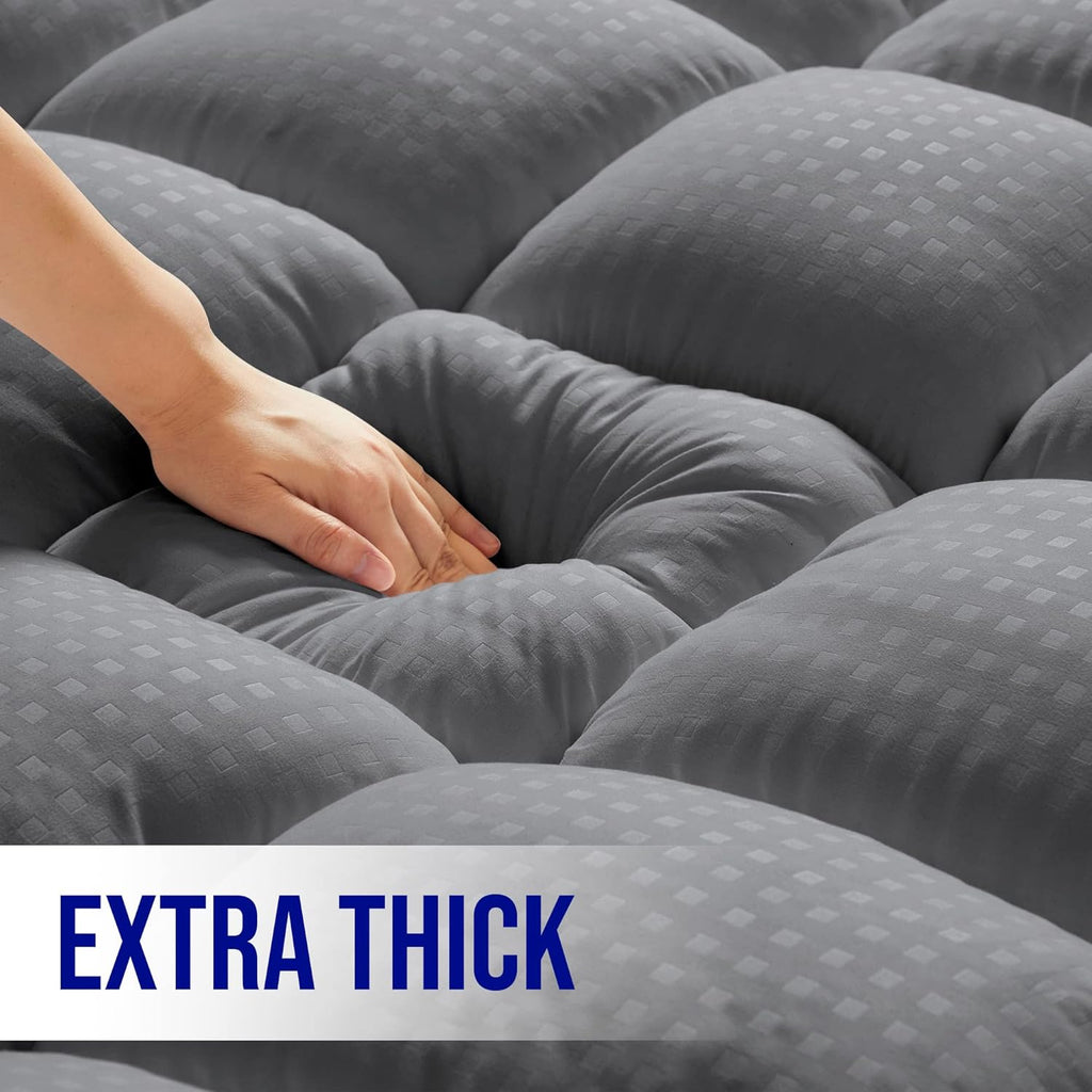 Extra Thick Mattress Topper, Down Alternative Overfill Plush Mattress Pad Cover Topper, Cooling Pillow Top with 8-21Inch Deep Pocket