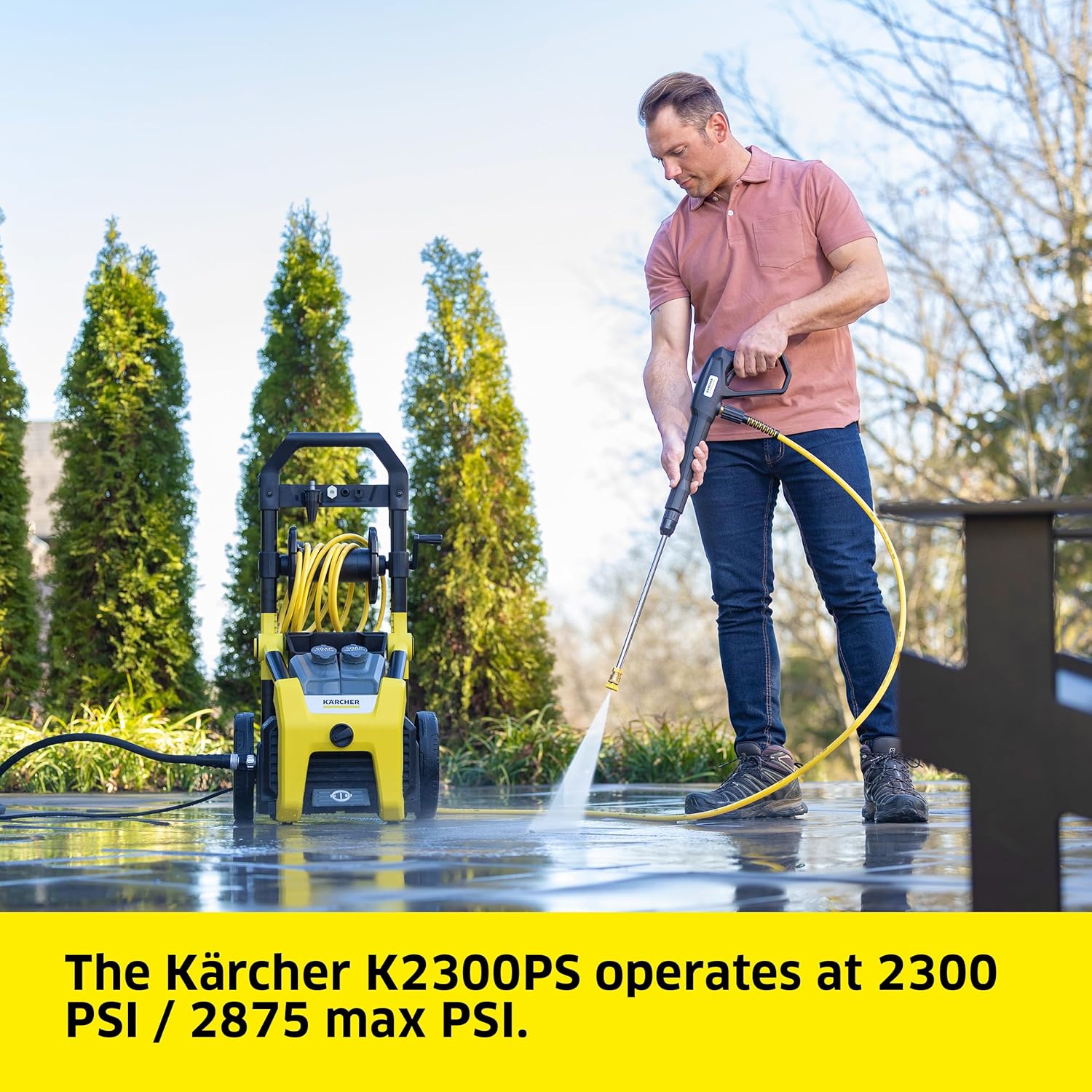 Electric Karcher Pressure Washer K1700, Max 2125 PSI, 3 Spray Nozzles, Detergent Tank, For Cars, Driveways, Siding, Patios, 1.46 max. GPM