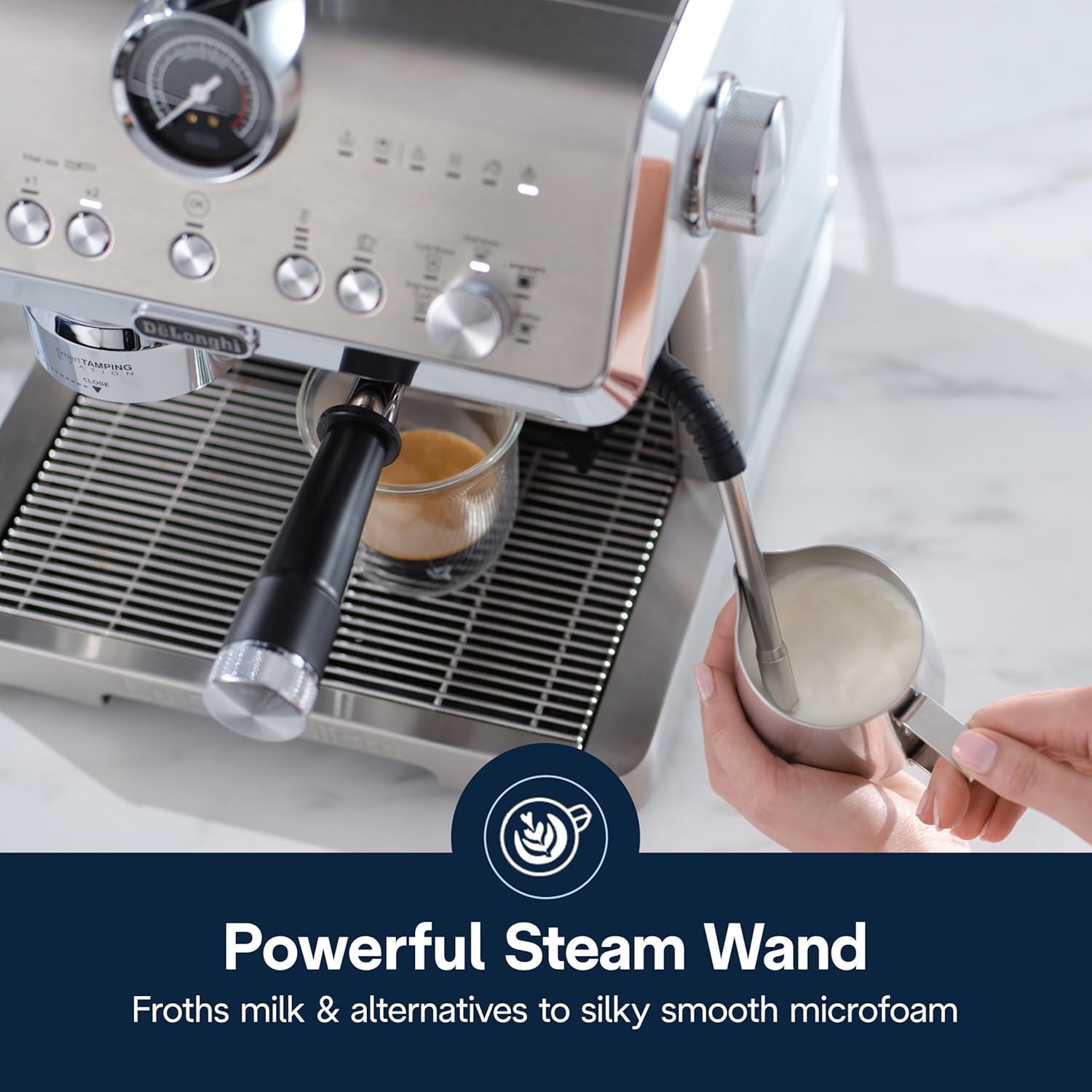 De'Longhi La Specialista Maestro Espresso Machine with Grinder, Auto & Manual Milk Frother – Bean-to-Cup Cold Brew Coffee with Cold Extraction Technology, Variable Temp & Tamping Tool, 8 Drink Presets