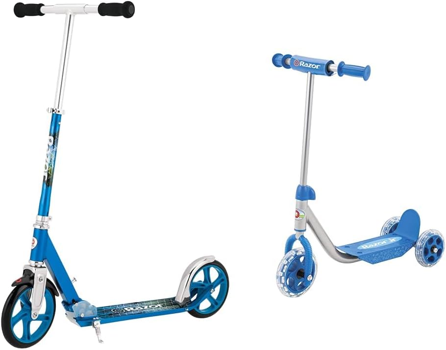 Razor A5 Lux Kick Scooter for Kids Ages 8+ - 8" Urethane Wheels, Anodized Finish Featuring Bold Colors and Graphics, for Riders up to 220 lbs