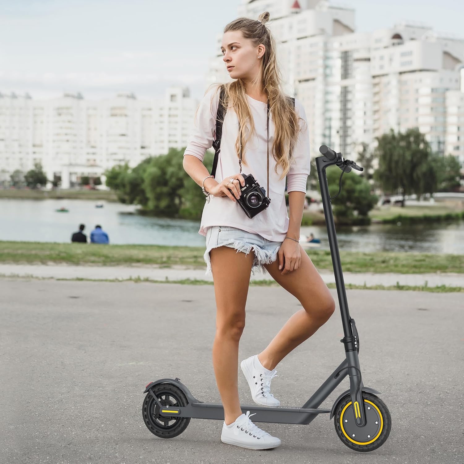 WERHY Electric Scooter, 350W/500W Motor, Top Speed 19/22 mph, Max 16/23/28Miles Ranges, Foldable E Scooter for Adults