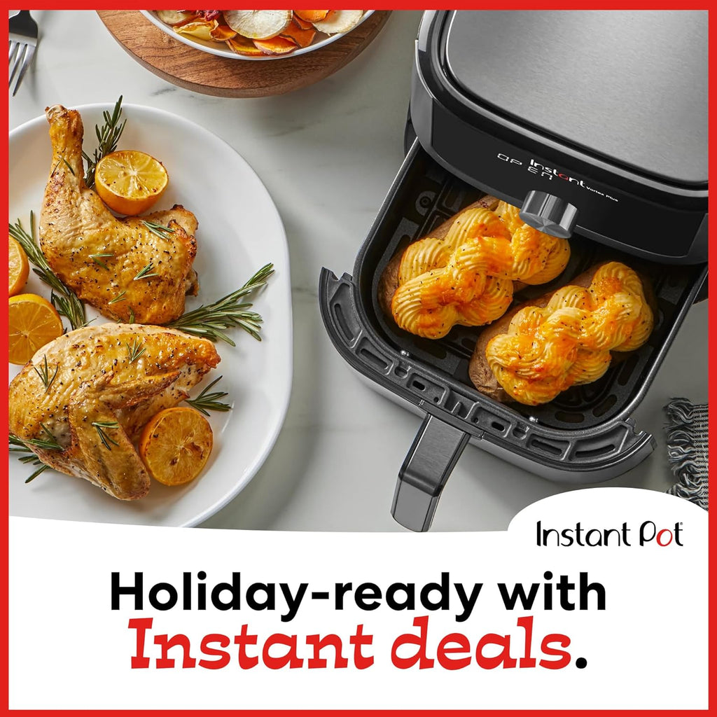 Instant Pot Vortex Plus 6QT XL Air Fryer, 6-in-1, Broils, Dehydrates, Crisps, Roasts, Reheats, Bakes for Quick Easy Meals, 100+ In-App Recipes, Dishwasher-Safe, from the Makers of Instant Pot, Black