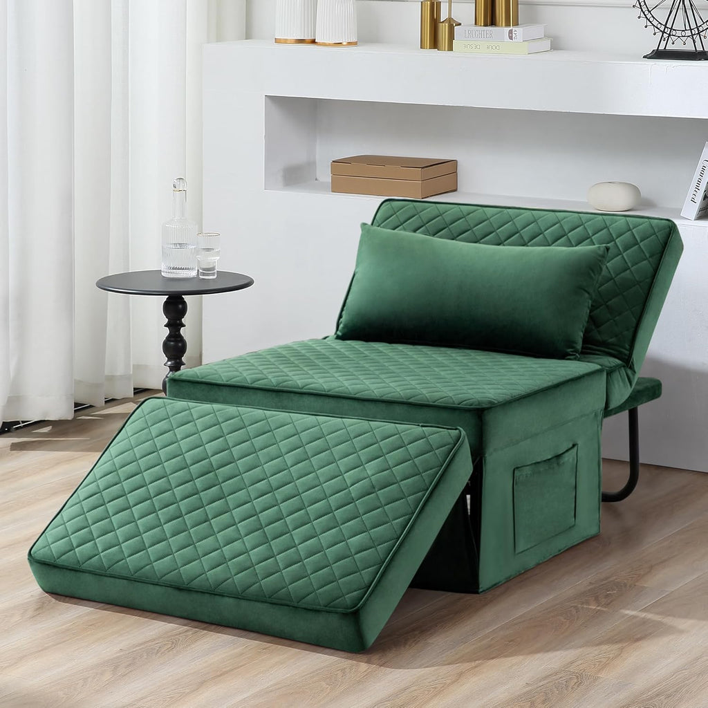 Sofa Bed, 4 in 1 Multi-Function Folding Ottoman Breathable Linen Couch Bed with Adjustable Backrest Modern Convertible Chair for Living Room Apartment Office
