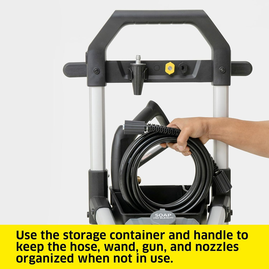 Electric Karcher Pressure Washer K1700, Max 2125 PSI, 3 Spray Nozzles, Detergent Tank, For Cars, Driveways, Siding, Patios, 1.46 max. GPM