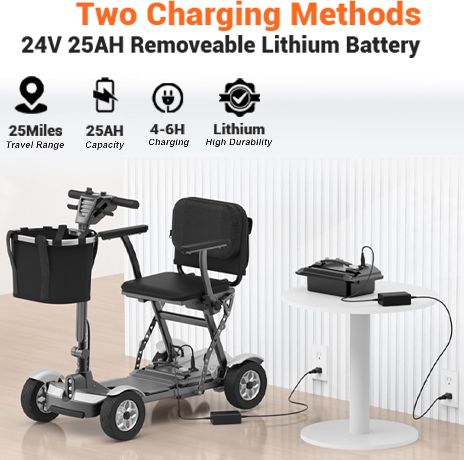 Mobility Scooter for Adults, Foldable 4 Wheels Motorized Mobility Scooter w/Dustproof Cover, 15Miles Range, Rotating Seat, 350LBS Capacity, Seniors Electric Powered Mobility for Outdoor, Red