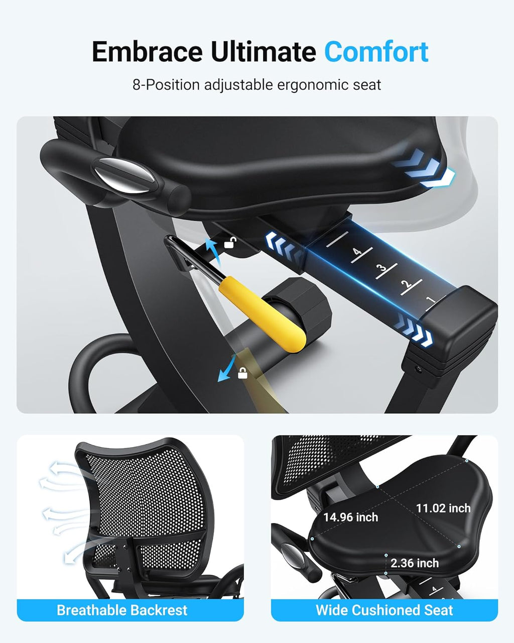 MERACH Recumbent Exercise Bikes for home, Light Commercial High-end Recumbent Bike for Seniors Adults, Magnetic Recumbent Exercise Bike with Smart Bluetooth and Exclusive App, LCD, Heart Rate Handle