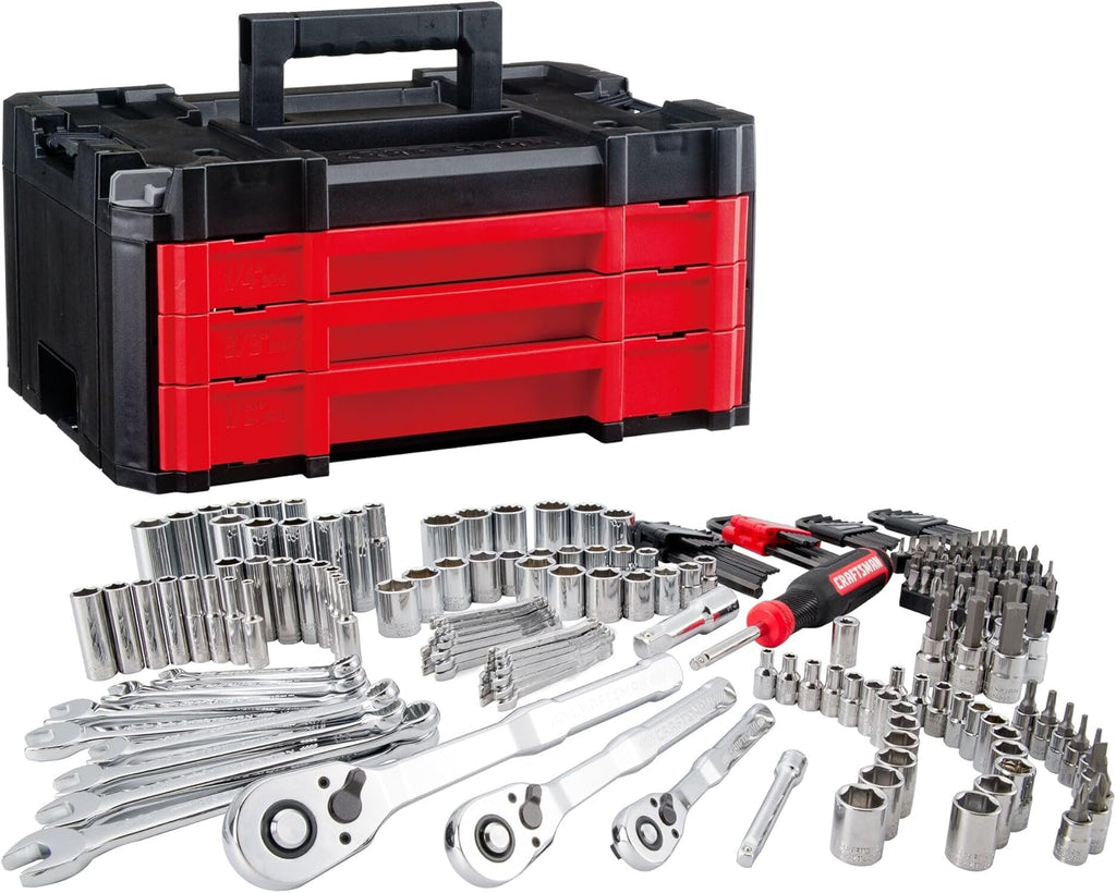 CRAFTSMAN Socket Set, 262-Piece Mechanic Tool Set, 1/4", 3/8", 1/2" Drive, SAE / Metric, (CMMT45307)