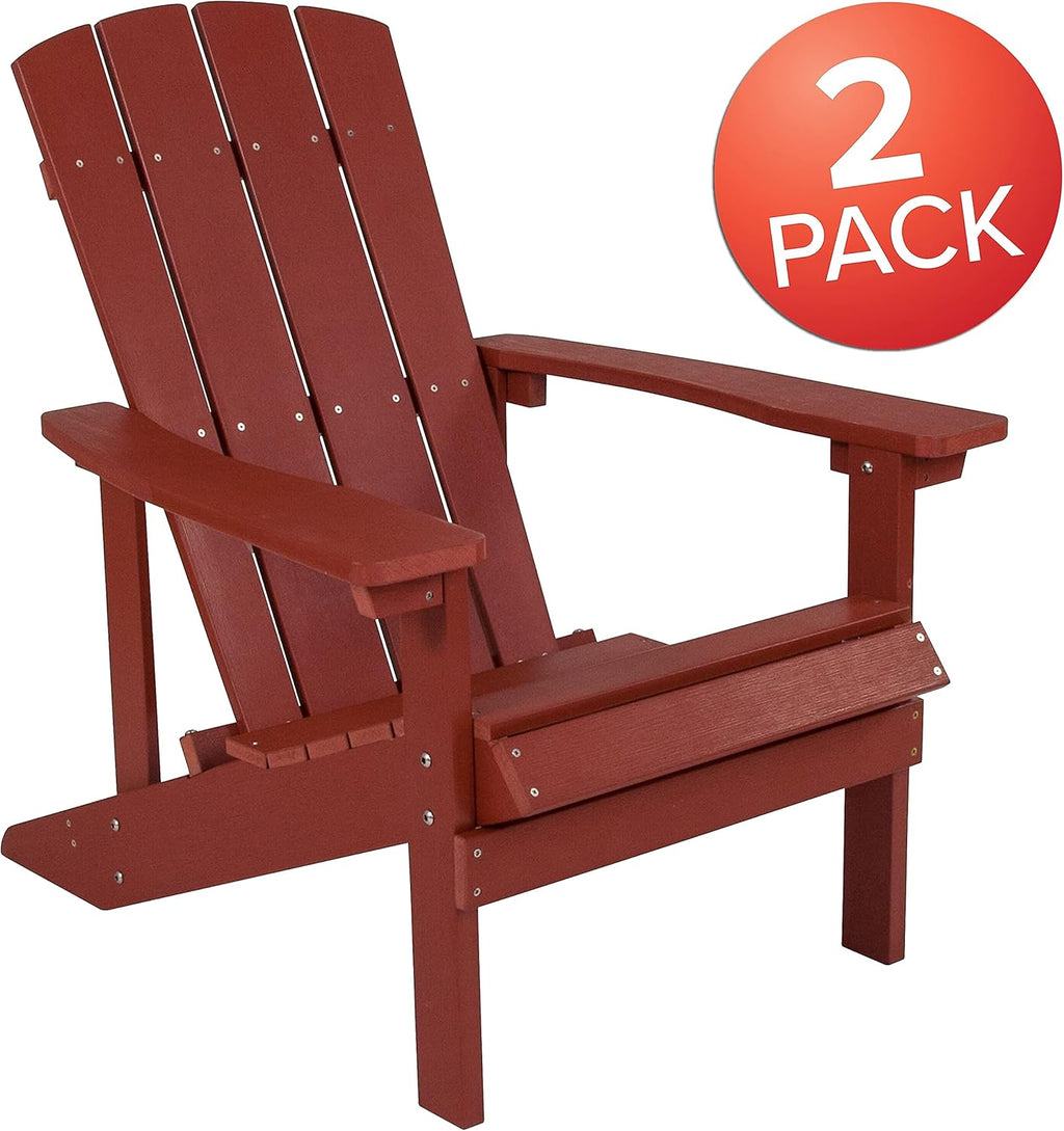 Flash Furniture Charlestown Commercial Grade Indoor/Outdoor Adirondack Chair, Weather Resistant Durable Poly Resin Deck and Patio Seating, Green